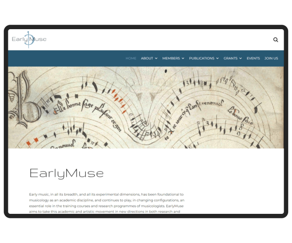 Responsive tablette du site web EarlyMuse